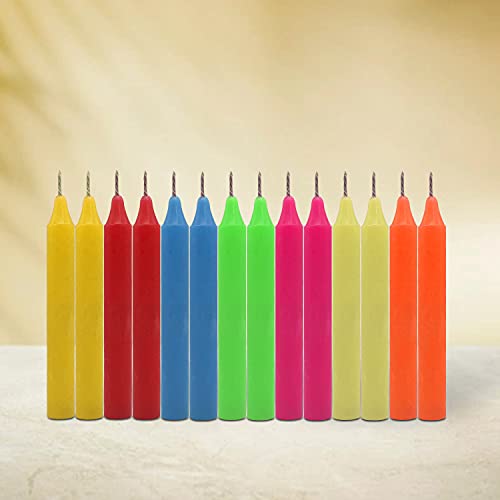 Image of AuraDecor Pack of 14 Stick Candles || Especially Meant for Healing, Chakras, Ritual Candles, Decoration, Lighting, Home Decor || Burning Time 3 to 4 Hours Each (Multicolour)