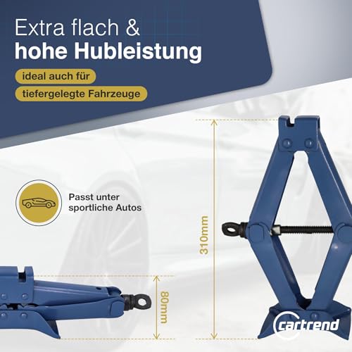 Cartrend Scherenwagenheber, Tragkraft bis 1000 kg, Wagenheber für Werkstatt und Hobby, gefertigt...