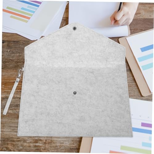 4 Pcs Portable Felt Holder Document Folder Solid Color Snap Type Briefcase Bag Dark Grey Light Grey for Office School Use Tear Design4