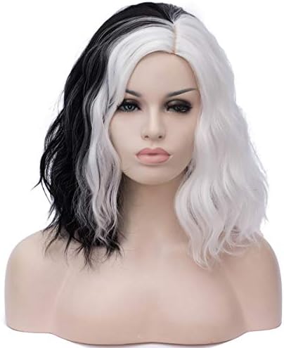 Mildiso Black and White Cruella Deville Wig for Women Costume M058C