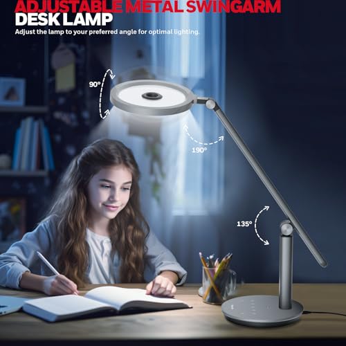 Image of Honeywell H6 Desk Lamp for Home Office, Dimmable Reading Table Light, Gray