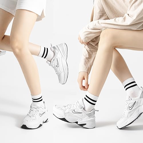 Image of Fszsaa Novelty Socks For Women - Striped Retro Mini Crew Sporty Calf Casual Cotton Ankle Socks