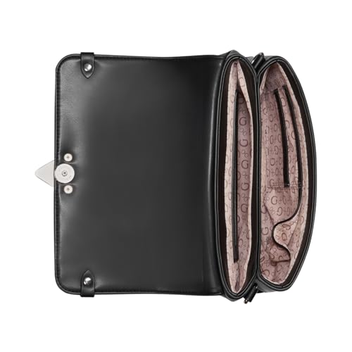 Image of GUESS Women Black Solid Adjustable Detachable Strap Crossbody Bag