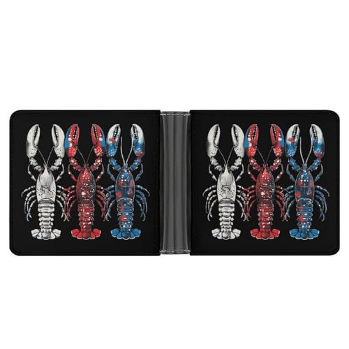 Lobster Crayfish Funny Men's Slim Bifold Wallet with Multiple Card Slots Front Pocket Purse