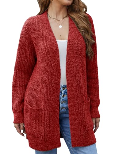 Image of Snuggle Sac Cardigan Sweaters for Women with Pocket Trendy Casual Long Sleeve Tops Open Front Fall Winter Coats