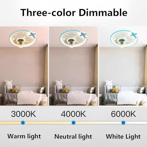 Indoor-6-Speed-Ceiling-Fan-Light-Dimmable-LED-Ceiling-Light-with-Fan-Girl-Boy-Kids-Room-Mute-Ceiling-Fan-with-Light-Low-Profile-Ceiling-Lights-Fan-Lighting-Flush-Mount