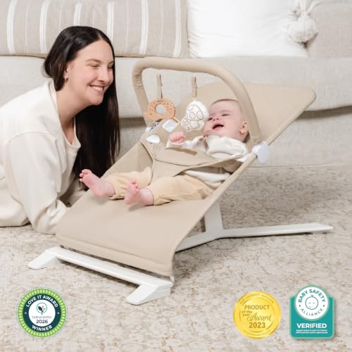 Image of Alpine Organic Deluxe Portable Bouncer | Infant | 0 - 6 Months | Organic Sesame