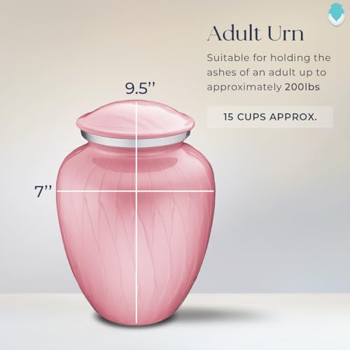 Image of Geturns - Adult Cremation Urns for Human Ashes I Large Pearl Pink Photo Funeral Urn for Female and Male I 200 lbs