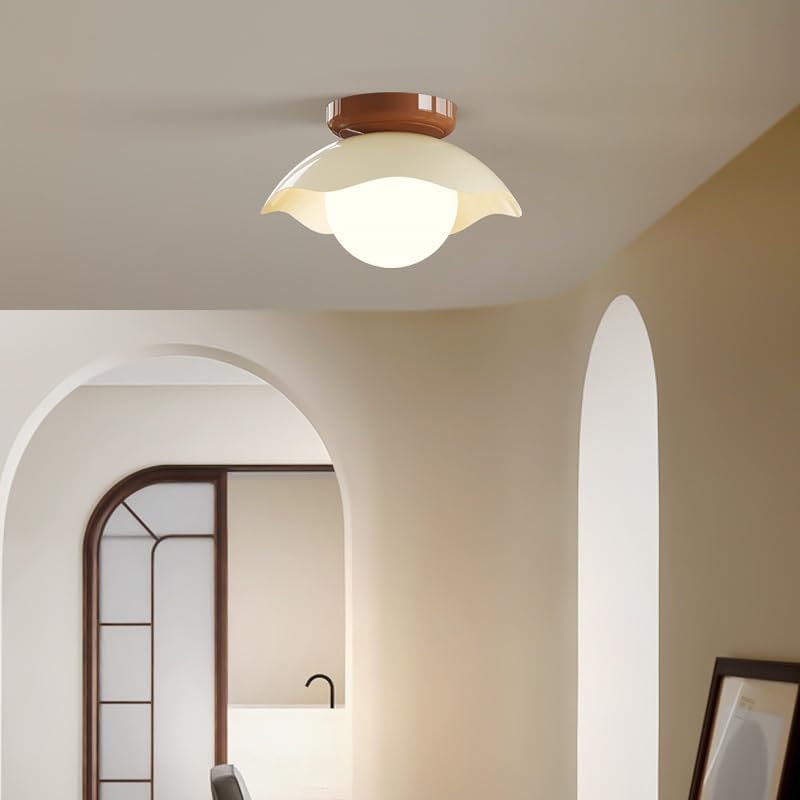 Plafonnier LED tricolore variable avec abat-jour crème - 4