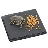 Alrhso Turtle Basking Platform Slate for Reptiles 3.9 X 3.9 Inch Tortoise Basking Stone for Reptiles Bearded Dragon Accessories for Lizards, Chameleons, Geckos, Turtles, Reptile