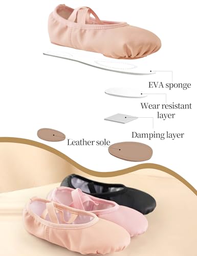 Daydance Toddler Girls Boys Ballet Shoes PU Leather Dance Slippers for Little/Big Kids4