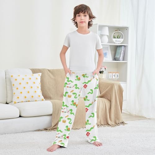 Boys' Pants Green Snake New Year Long Bottoms Jogger Pants Elastic Waist Trousers with Pockets S-XL3