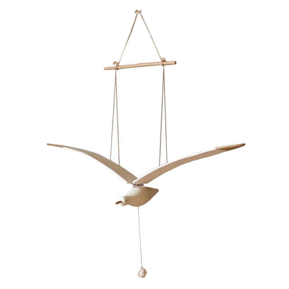 HOLIDYOYO Seagull Hanging Mobile Wooden Flying Bird Decor Nursery Wall Hanging Ornament for Home Nursery Room Balcony Patio Decor