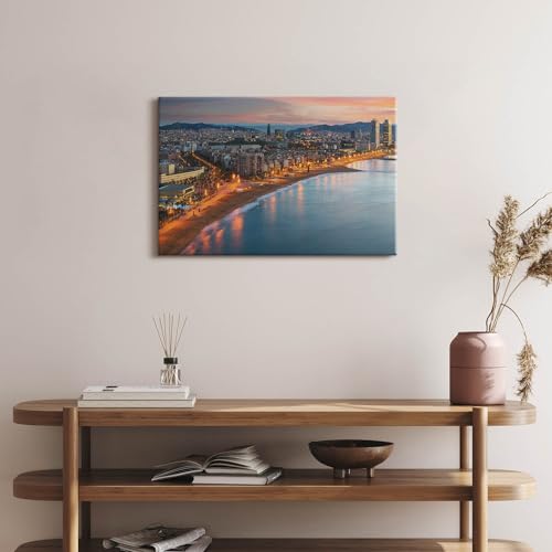 Plage à Barcelone lever du soleil image sur toile 60x40cm murale - 2