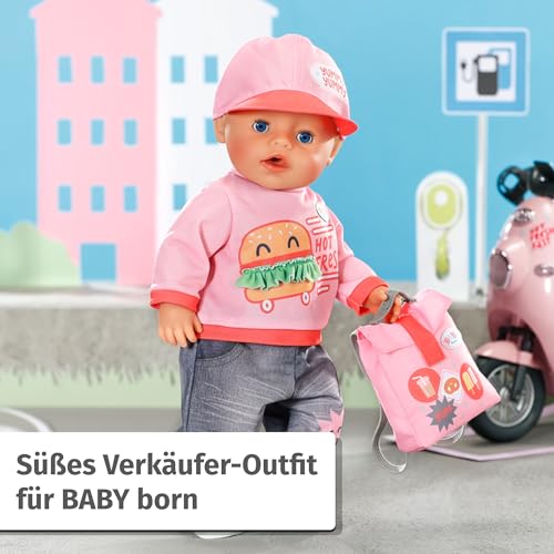 Baby Born Snack Shop Outfit 43cm, Outfit mit Cap, Schuhen und Rucksack für 43cm Puppen, 835944 Zapf Creation