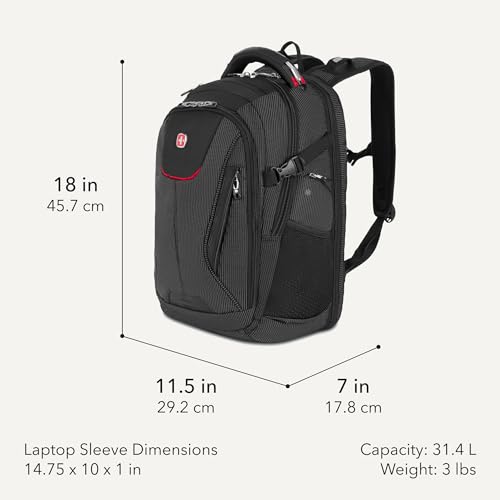 Image of SwissGear 5358 USB ScanSmart Laptop Backpack. Abrasion-Resistant & Travel-Friendly Laptop Backpack Exclusive Bundle with Lock