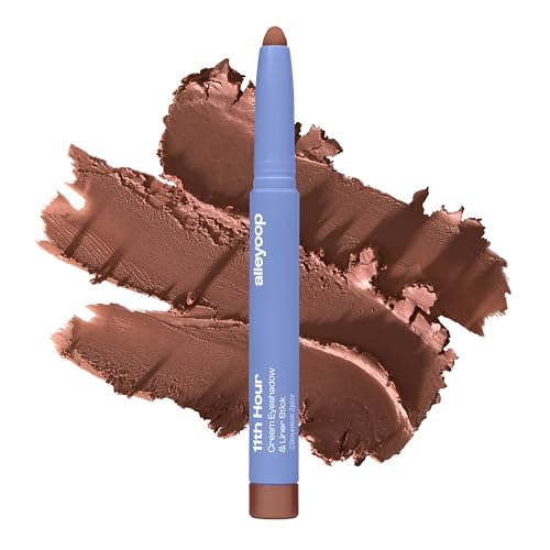 ALLEYOOP 11th Hour Waterproof Cream Eyeshadow Stick – Long-Lasting Eye Shadow Pencil & Eyeliner, Cream to Powder Stick & Highlighter – Smudge-Proof Eyeshadow Matte, Cinnamon Brown Matte