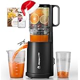 Aobosi Cold Press Juicer, 5.2" Feed Chute Self-Feeding for Hands-Free Operation, Juice Machine Fit Whole Fruits & Vegetables, Slow Masticating Juicer For More Juice, Less Pulp, Triple Filter