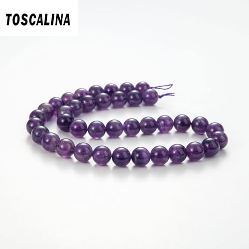 Image of 100Pcs Natural Stone Beads 8mm Amethyst Round Gemstone Loose Beads with Elastic Bracelet String for Bracelets Necklace Jewelry Making