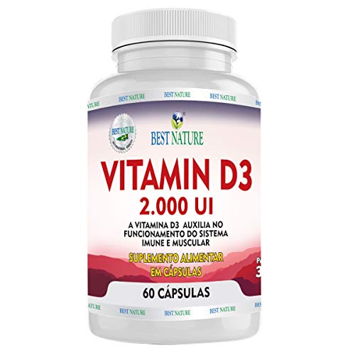 Vitamina D3 2.000ui 60 Caps Vegana Gelatina Vegetal Best Nature