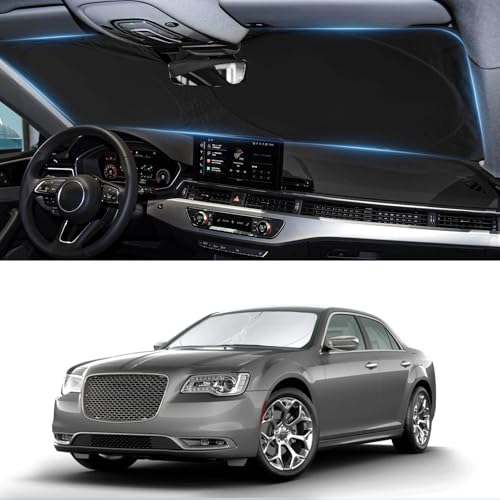 Sunshade for Chrysler 300 Windshield Sun Shade for Chrysler 300 300C 2011-2023 2024 2025 Car Accessories Foldable Front Window Shield Cover Sun Visor Protector 2 Layers Block UV Rays Heat with Pouch