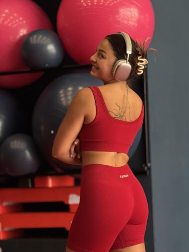 Image of AUROLA Power Womens Square Back Basic Sports Bra - Square Neck Padded Low Impact Yoga Bra Workout Crop Top