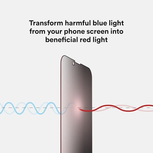 Image of BodyGuardz Red Light Converter Privacy Screen Protector - Passive Red Light Therapy for Face - Promotes Better Sleep, Healthier Skin, Reduced Eye Strain - Privacy Glass, Easy Install (iPhone 17E / 14 / 13 Pro / 13)