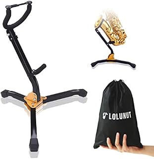 LOLUNUT Saxophone Stand, Foldable Alto/Tenor Sax Stand, Adjustable Metal Triangle Base Design