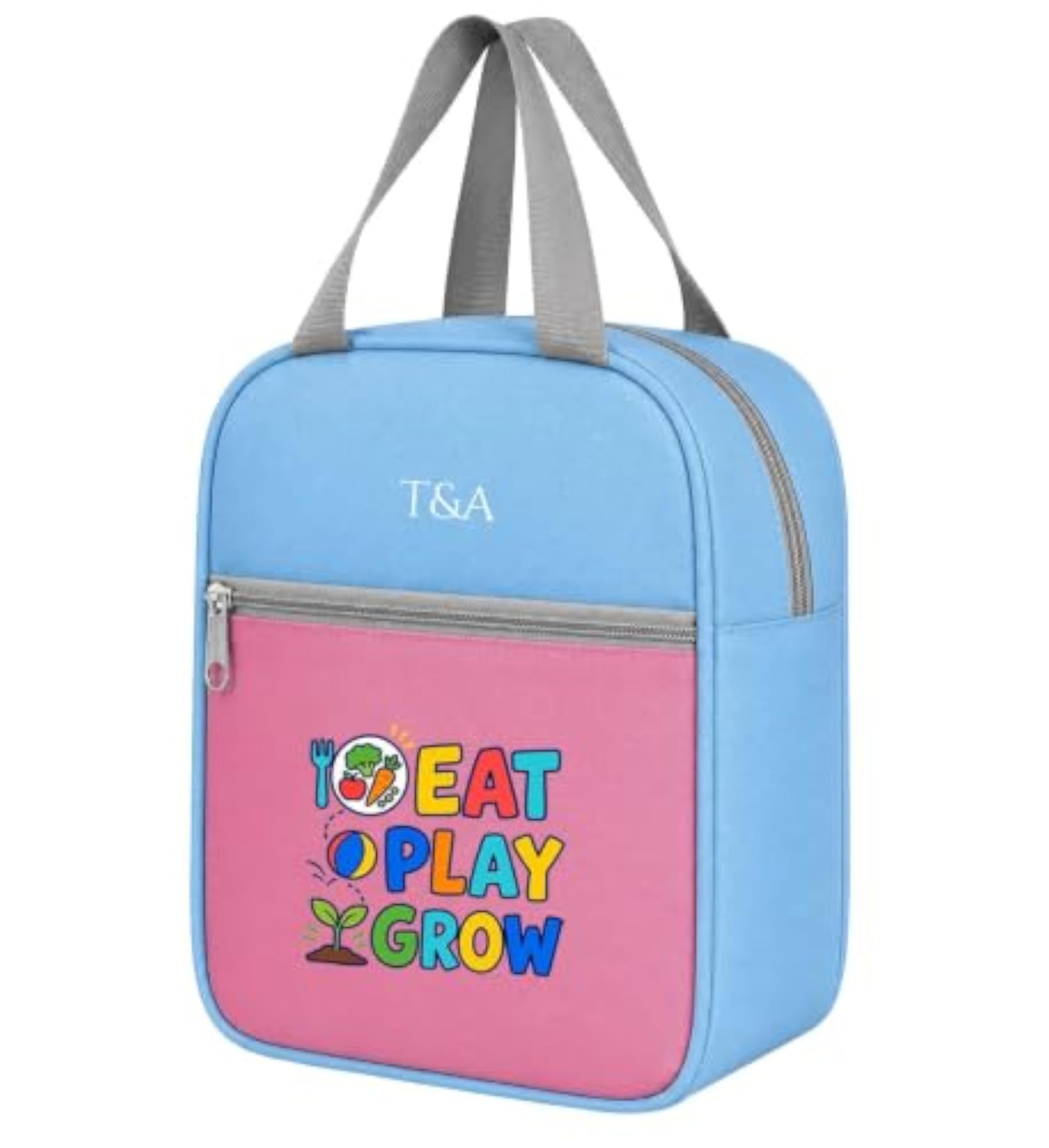 Stylish Reusable Lunch Bag with Zipper Closure and Front Pocket