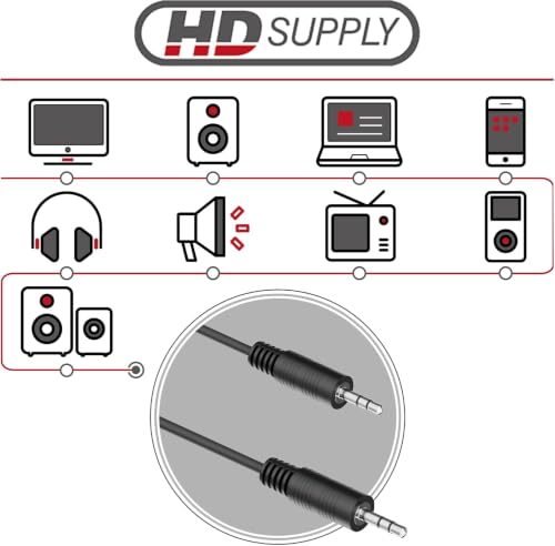 Image of Aux Cable, 3.5mm Male to Male Stereo Aux Cord Compatible with Headphone, MobilePhone, Car Stereo, Home Theatre & More,Black,1pc Pack. (15 METER)