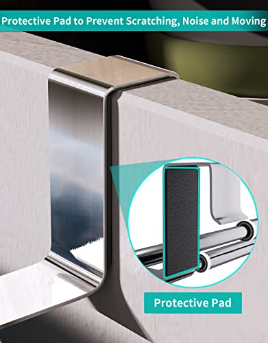 Hapirm Kitchen Towel Holder, Expandable Double Over The Cabinet Towel Holder, Stainless Steel Towel Hanger For Universal Fit On Inside Or Outside Of Cupboard Doors, Silver(For 0.8In Cabinet Doors) #TOP4