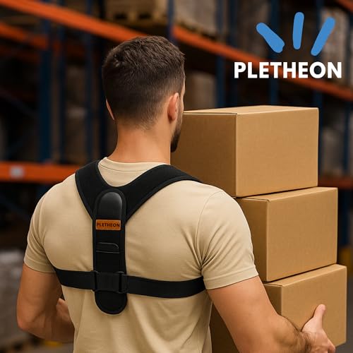 Image of PLETHEON Adult Shoulder Posture Corrector Belt | Clavicle & Upper Back Support Brace | Posture Alignment Support | Fit From 30 to 44 Inch Tummy
