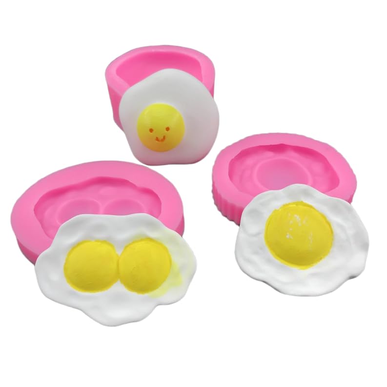 Fondant Molds 3 Kinds of Double Yolk Eggs, Fried Eggs, Poached Eggs, Shaped Silicone Molds, Chocolate Cake Molds