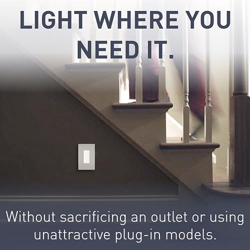 Image of Legrand Radiant Full Adjustable LED Night Light Outlet, Hallway Stair Night Light with Louver, Power Outage Light, NTLFULLWCC6, White