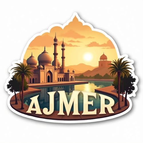 Image of Naxon Ajmer City Theme Souvenir Wooden Fridge Magnet | Rajasthan Spiritual Landmark Design 3x3 Inch Refrigerator Magnet for Kitchen & Home Decor | Travel Gift from Ajmer | Pack of 1
