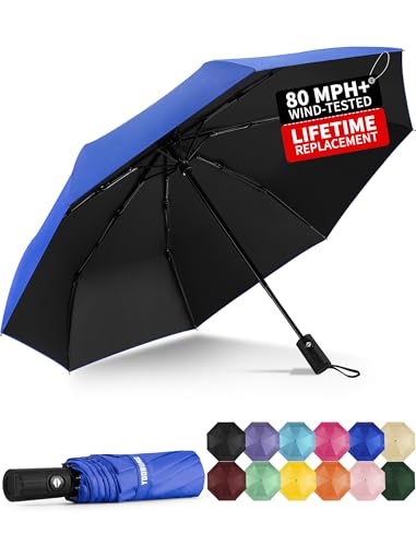 Yoobure Windproof Travel Umbrella Automatic Umbrellas for Rain - Compact Folding Umbrella with UV Protection Lightweight Portable Design for Backpack/Walking/Car Sun & Storm Ready