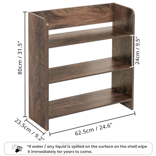 Image of ABOUT SPACE Bookshelf for Home - 3 Tier Books Rack for Study Room for Kids Multipurpose Open Shelf for Home, Office, School Engineered Wood Book Organizer Shelf (Walnut - L 62.5 x B 23.5 x H 80 cm)