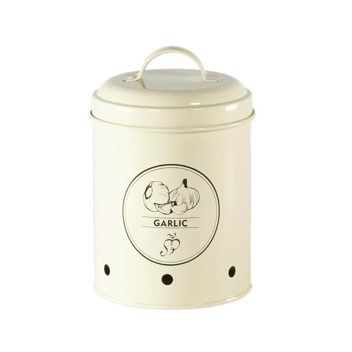 Darthome Cream Garlic Store Keeper With Lid Storage Canister Jar Pot Holder Container