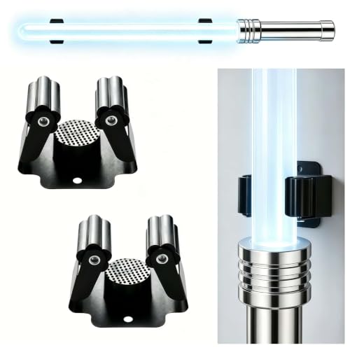 FLURSAILE Adjustable Lightsaber Wall Mount Vertical Display Stand Horizontal Light Saber Holder Cosplay Prop Holder for Saber (2pcs Standard Size)