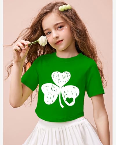 Girls St Patricks Day Crop Tops Irish Green Shirt Short Sleeve Irish Green Tshirts for Girl 6-14 Years3