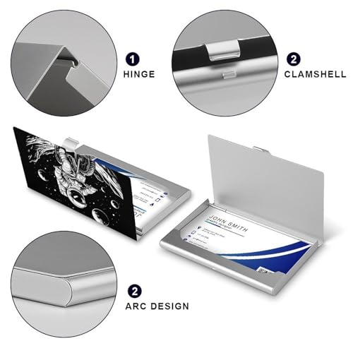 Cute Astronaut Rides on Bicycle Business Card Holder Alloy Multi Wallet Credit Card ID Pocket Name Case4