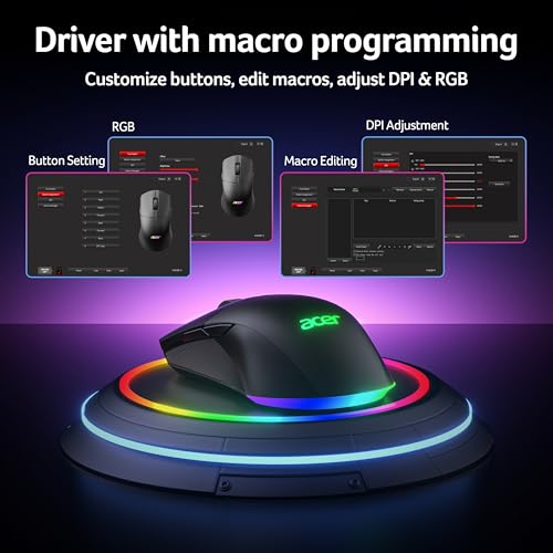 Acer Dual-Mode 2.4GHz Wireless & Wired Computer Gaming Mouse for PC, Laptop - image 8