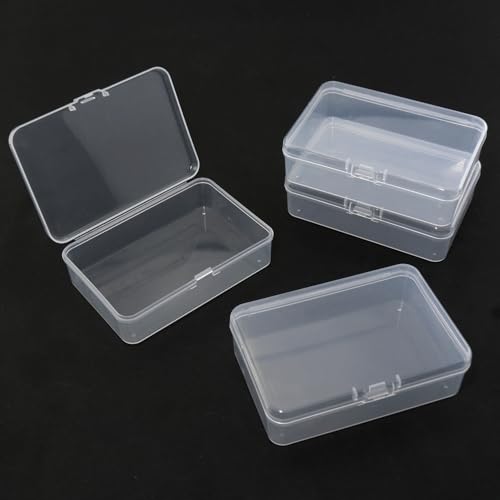 4 Pack Clear Rectangular Mini Storage Boxes for Business Cards, Accessories, Crafts, Screws, Bits, Batteries (3.7 * 2.6 * 1 inch) - Image 3