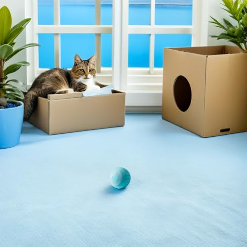 Pelota inteligente para gatitos SHINEOFI de silicona con sonido y bateria recargable para caza 5