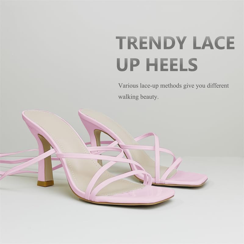 Women’s Strappy Stiletto High Heeled Square Toe Sandals2