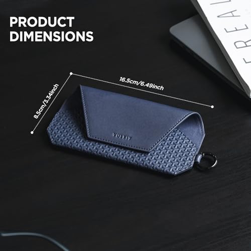 Image of VULKIT Portable Leather Eye Glasses Case for Women & Men, Slim Sunglass Case, Unisex Eyeglass Case