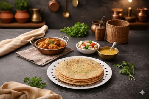 Image of GOPIKRISHNA Chapati Basket Stainless Steel Roti Holder for Dining Table | Bread Serving Plate | Kitchen & Dinnerware Accessory (Big 9 INCH)