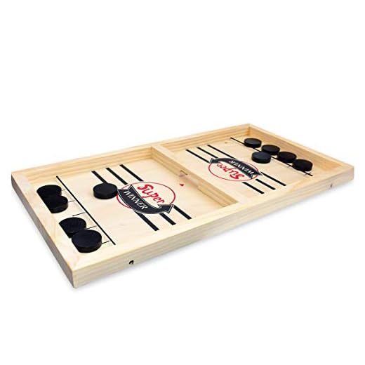 BAKAM Head-to-Head Wooden Desktop Hockey Table Game for Kids and Adults, Portable Hockey Game Set for Family Party, Birthday Gift (Small)