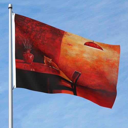 Drapeau double face Chat sur la table 152 x 240 cm grand format - 7