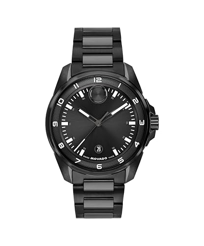 Image of Movado Bold Verso S Men's Watch - Swiss Quartz Movement, 42 mm, Stainless Steel Case, Link Bracelet, Date Display